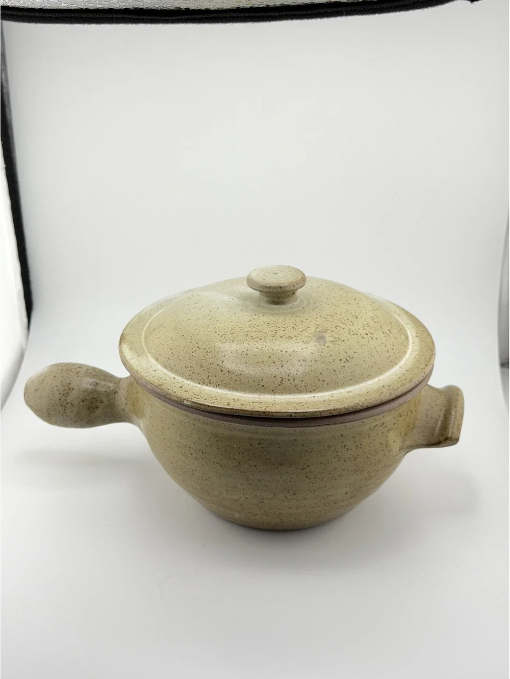 CERAMIC chutney Pot with Handle Stoneware Pottery Bean Pot with Lid